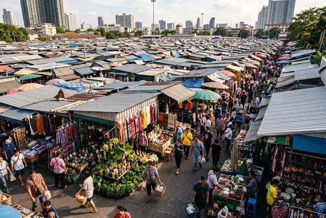 Chatuchak Market in Bangkok stands out with its sprawling scale and vibrant local atmosphere